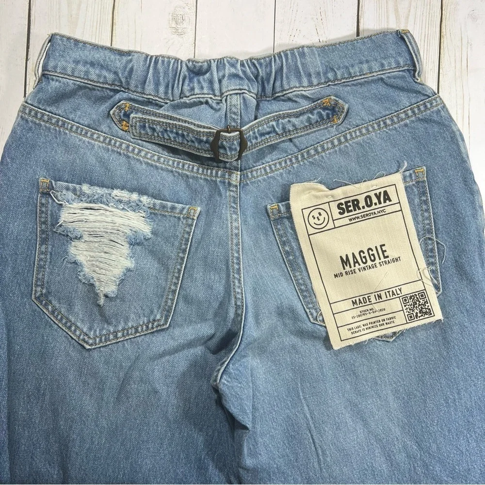 SER.O.YA Maggie Mid Rise 90s Style High Waist Vintage Straight Jean In Mojave 26 - Picture 10 of 14